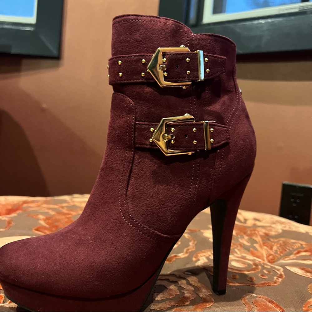 G By Guess Ankle Boots In Plum